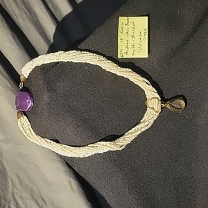 18"  vintage Coldwater Creek glass beaded necklace with pendant